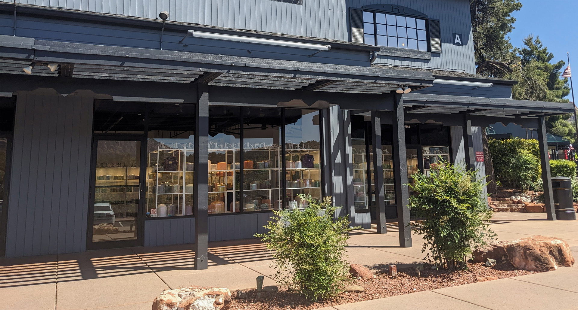 Exterior of Crystal Tones at the Hillside Sedona Shopping Center