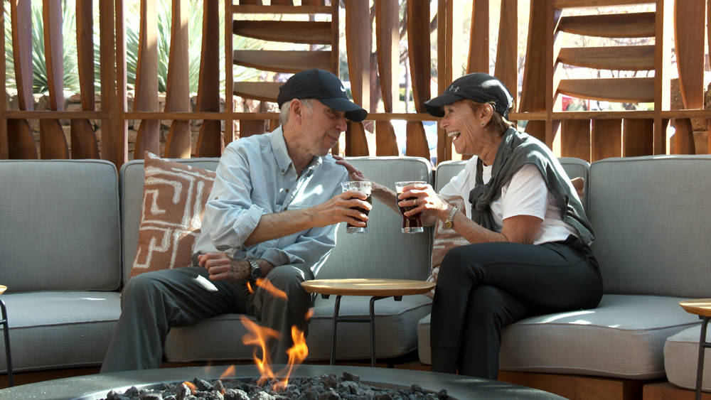 Guests enjoying the outdoor firepit at Rascal in Sedona