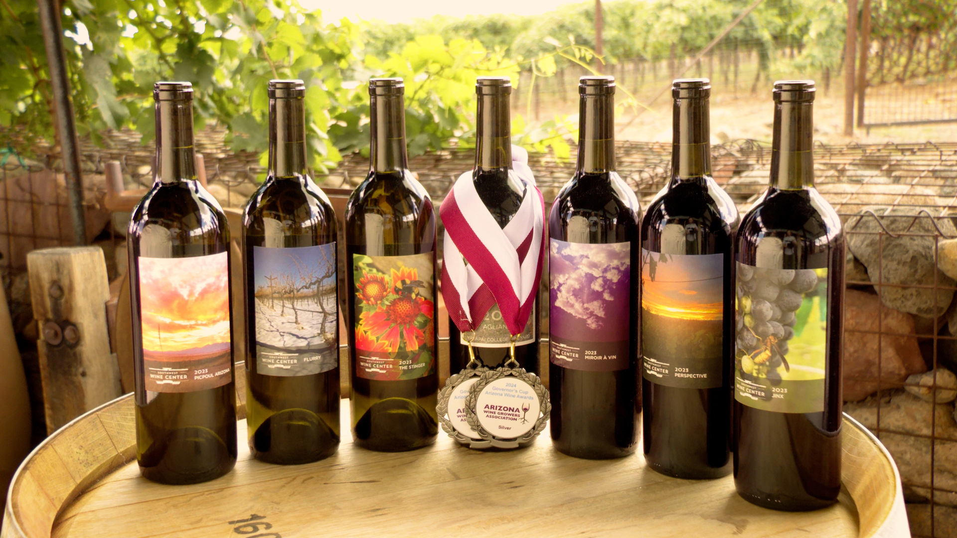 Award-winning bottles of wine at the Southwest Wine Center at Yavapai College